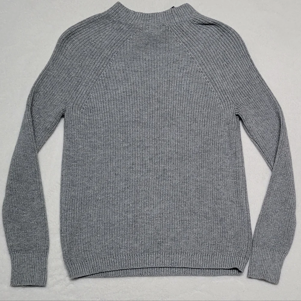 J. Crew Gayle Gray Knit Black Bow-Tie Mockneck Drop-Shoulder Pull-over Sweater